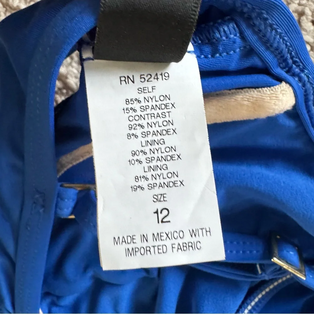 La Blanca Vibrant Blue Bikini Top with Gold Details - Picture 4 of 4